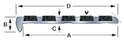 B765SB Bevelled Edge Brass Nosing template diagram